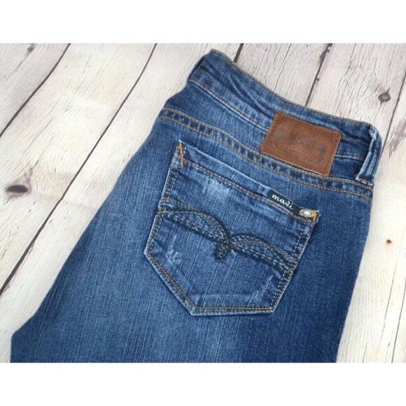MAVI JEANS Women's Vanessa Mid Rise Straight Jeans SIZE 32/32 Dark Wash Distress - Picture 1 of 9